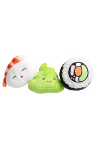 Pearhead Sushi Toys, Plush Squeaky Dog Toy Set, Pet Owner Must Have Dog Accessory, Pet Set, Holiday , Christmas Pet Stocking Stuffer, Set of 3