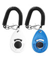 Dog Training Clicker with Wrist Strap - OYEFLY Durable Lightweight Easy to Use, Pet Training Clicker for Cats Puppy Birds Horses. Perfect for Behavioral Training 2-Pack (Blue and White)