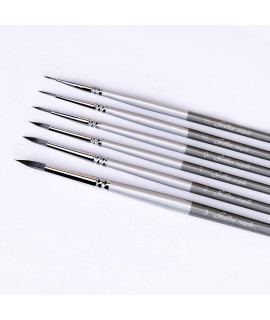 Round Pointed Tip 6 Pieces Miniature Brushes,Fine Detail Paint Brush Set for Acrylic Watercolor Oil Ink and Facepaint