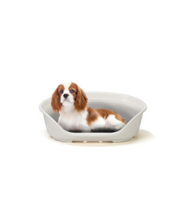 Ferplast Dog Bed, Plastic Dog Bed Medium, Perforated Bottom, Anti-Slip, Comfortable Chin-Rest, White, 70,5 x 52 x h23,5 cm.