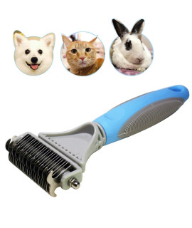 Pet Dematting Comb - 2 Sided Undercoat Rake for Cats & Dogs - Safe Grooming Tool for Easy Mats & Tangles Removing - Medium and Long Haired Cats Dogs Brush for Shedding