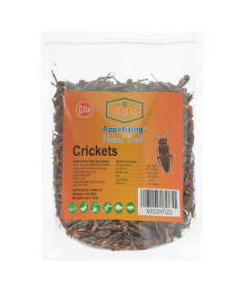 Amzey Appetizing Mealworms Natural Dried Crickets - Food for Bearded Dragons, Wild Birds, Chickens, Fish - (8 oz Resealable Bag) - Veterinary Certified