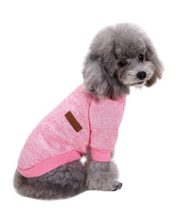 CHBORLESS Pet Dog Classic Knitwear Sweater Warm Winter Puppy Pet Coat Soft Sweater Clothing for Small Dogs (M, Pink)