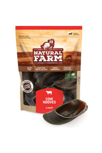 Natural Farm Cow Hooves (6 Pack), Odor-Free, All Natural Sourced from Farm-Raised Beef Hoof Dog Treats, Great Alternative to Bully Sticks or Rawhide, Dental Chew for Small, Medium, Large Breeds