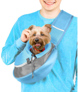 Cuddlissimo! Pet Sling Carrier - Small Dog Puppy Cat Carrying Bag Purse Pouch - For Pooch Doggy Doggie Yorkie Chihuahua Baby Papoose Bjorn - Travel Front Backpack Chest Body Holder Pack To Wear (Blue)