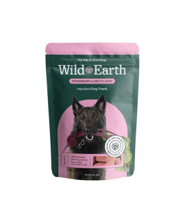 Wild Earth Superfood Dog Treats, Plant Based Dog Treats with Omega Acids, Prebiotics & Koji Protein, No Fillers, Veterinarian-Developed, Strawberry & Beet Flavor
