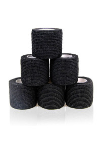AUPCON Vet Wrap Cohesive Bandages Bulk Self Adhesive Bandage Wrap Self Adherent Wrap Non-Woven for Dogs Pet Animals & Ankle Sprains & Swelling 2 Inch x 5 Yards (2 Inch Black)