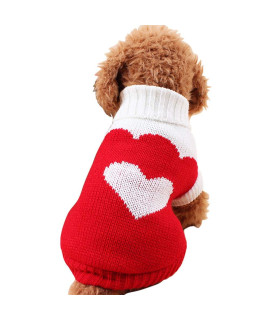 CHBORCHICEN Pet Dog Sweaters Classic Knitwear Turtleneck Winter Warm Puppy Clothing Cute Strawberry and Heart Doggie Sweater (Red2, XX-Small)