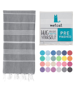 WETcAT Turkish Bath Towels Extra Large 38x71 100 cotton Quick Dry Beach Towel Oversized Sand Free Turkish Towel Light Travel Towel for Adults Beach gifts Beach Accessories - Dark gray
