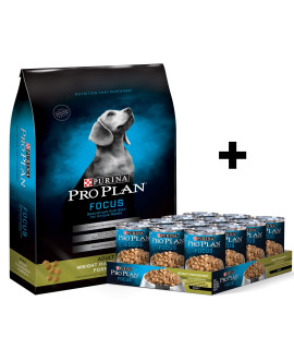 Purina Pro Plan Weight Management - Dry Dog Food & Canned Wet Dog Food Bundle Package