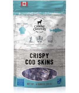 canine cravers Single Ingredient Dog Treats - crispy cod Skins - Human grade Air Dried Hypoallergenic Pet Food - grain, gluten, and Soy Free - 100 All Natural - 4 oz