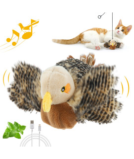 Gigwi Red Parrot Sound Squeaking Cat Toys Bird Furry Tail with Feather Melody Chaser Play and Squeak Kitten Plush Toy for Endless Fun