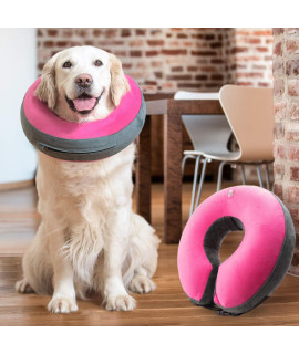GoodBoy Comfortable Recovery E-Collar for Dogs and Cats - Soft Inflatable Donut Collar Designed for Protecting Small Medium or Large Pets Post Surgery or Wounds (Pink, 1)