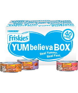 Purina Friskies Gravy Wet Cat Food Variety Pack, YUMbelievaBOX YUM-azing Extra Gravy Chunky - (40) 5.5 oz. Pull-Top Cans