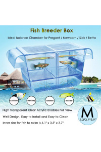 capetsma Fish Breeder Box, Hang-on Nursery Fish Tank with Breeding Hatching Incubator Acclimation Box, Perfect Fish Tank Divider for Aggressive Injured Pregnant Fish Small Fish Brine Shrimp Clownfish