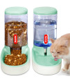UniqueFit Pets Cats Dogs Automatic Waterer and Food Feeder 3.8 L with 1 Water Dispenser and 1 Pet Automatic Feeder (Green)