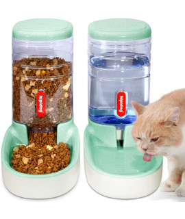 UniqueFit Pets Cats Dogs Automatic Waterer and Food Feeder 3.8 L with 1 Water Dispenser and 1 Pet Automatic Feeder (Green)