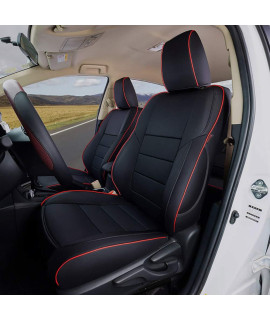 EKR custom Fit RAV4 car Seat covers for Select Toyota RAV4 LE 2013 2014 2015 2016 2017 2018 (NOT for Hybrid) - Full Set, Leather (Black with Red Trim)
