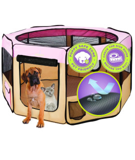 Zampa Dog Playpen Large 61x61x30 Pop Up Portable Playpen for Dogs and Cat, Foldable Indoor/Outdoor Pen & Travel Pet Carrier + Carrying Case.