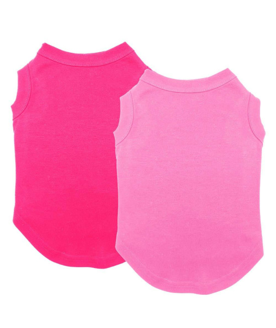 Shirts for Cat Puppy, Chol&Vivi Cat Blank Shirt Clothes Soft and Thin, 2pcs Blank Shirt Clothes Fit for Extra Small Medium Large Extra Large Size Cat Puppy, Extra Small Size, Pink and Rose Red