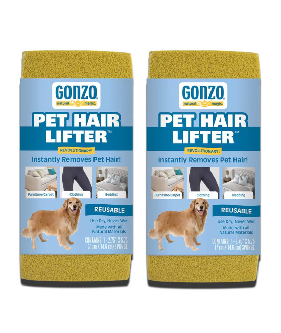 gonzo Pet Hair Remover - 2 Pack - Lift and Remove Dog, cat and Other Pet Hair from Furniture, carpet, Bedding and clothing