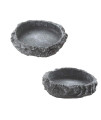 emours 2 Pack Reptile Water Dish Food Bowl Rock Worm Feeder for Leopard Gecko Lizard Spider Scorpion Chameleon (De 3.1in x H 0.8in)