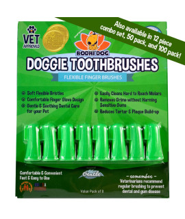 Bodhi Dog Finger Toothbrush for Dogs & Cats Puppy Toothbrush with Soft & Flexible Silicone Bristles for Pet Dental Care Easy Teeth Cleaning Dog Finger Toothbrush, 8 Count