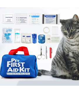 Pet First Aid Kit for Dog cat, 88 Piece Emergency Survival Bag for Pets, Animals, Perfect for Home Outdoor Hiking camping Emergencies, Pet Friendly