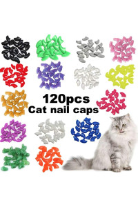 VICTHY 120pcs Cat Nail Caps, Colorful Pet Cat Soft Claws Nail Covers for Cat Claws with Adhesive and Applicators Small