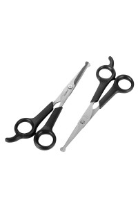 Chibuy Dog Grooming Scissors set with Safety Round Tips Stainless Steel Dog Eye/Face Cut Shears, Home Professional Pet Grooming Scissros Kit for Dogs,Cats and furry Animals, 6.7- Pack of 2