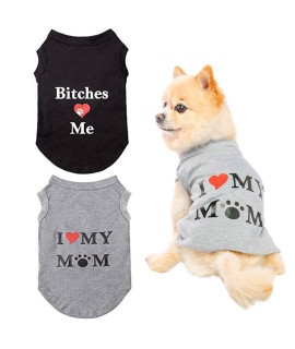 Dog T Shirts Pet Vests Dog clothes with Fashion Printing 2 Pack