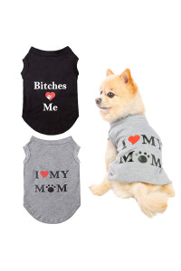 Dog T Shirts Pet Vests Dog clothes with Fashion Printing 2 Pack