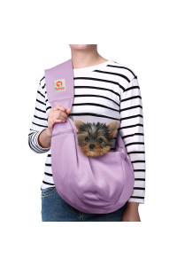 TOMKAS Dog Sling Carrier for Small Dogs Puppy (Light Purple, Adjustable Strap & Zipper Pocket)