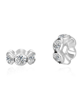 500pcs Adabele grade A 10mm (039 Inch) Wavy Flower crystal Rhinestone Rondelle Spacer Beads Sterling Silver Plated Brass Round Metal Beads cF6-1001