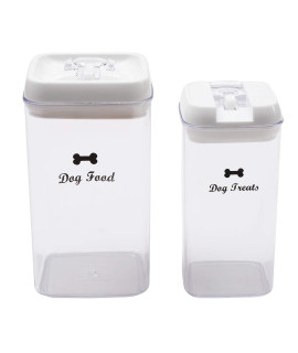 Dog Food and pet Treats Storage Container - Clear Plastic - airtight Storage Canister Tins cookie pet jars(2 Pack set)