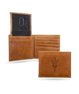 NcAA Arizona State Sun Devils Laser Engraved Bill-fold Wallet - Slim Design - great gift By Rico Industries,Brown