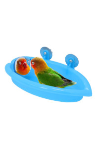 Wontee Bird Bath Box with Mirror Portable Parrot Hanging Bathroom Bathing Tub for Small Birds Cleaning Supplies