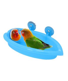 Wontee Bird Bath Box with Mirror Portable Parrot Hanging Bathroom Bathing Tub for Small Birds Cleaning Supplies