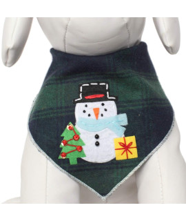 Tail Trends Christmas Dog Bandanas with Snowman Gift Designer Applique for Medium to Large Sized Dogs - 100% Cotton