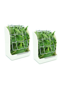 RUBYHOME Hay Feeder/Rack Less Wasted Hay - Ideal for Rabbits/Guinea Pigs/Chinchillas/Hamsters - Keeps Grasses Clean and Fresh (White, 2 Pack)