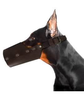 Hide & Drink, Leather Dog Muzzle Guard, Secure, Prevents Biting Chewing, Pitbull German Shephard & Any Breeds, Small Medium Large, Handmade (Large)