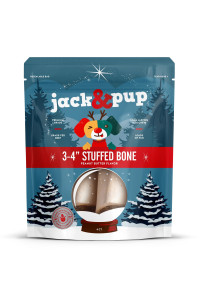 Jack&Pup Dog 3 Inch Filled Dog Bones for Aggressive Chewers Peanut Butter Flavored Long Lasting Dog Chews - Limited Edition (4 Pack)