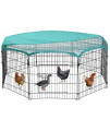 BestPet Large Metal Chicken Coop, Chicken Run Outdoor Walk-in Poultry Cage Duck Coop Chicken Pen Pet Playpen w/Door & Cover Rabbit Enclosure for Backyard Farm (24 x 24 8 Panel)