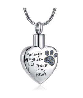 RIMZVIUX Blue Heart Urn Necklace for Ashes Dog Cat Urns Pet Cremation Jewelry for Ashes Cat Memorial Gift (Blue-Paw)