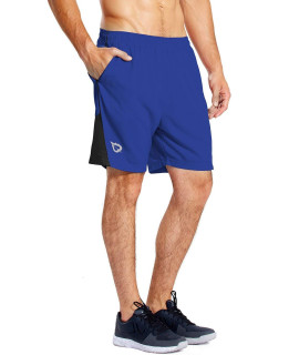 BALEAF Mens 7 Running Shorts with Mesh Liner Zipper Pocket for Athletic Workout gym Blue 3X-Large
