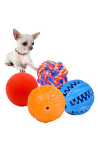 Volacopets 4 Pack Puppy Balls, Puppy Teething Ball, Dog Balls for Small Dogs, Squeaky Ball for Small Dog, Rubber Ball, Puppy chew Toys, Dog Enrichment Toys for Chewing