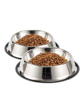 WEDAWN Steel Dog Bowls,Dog Dishes 8oz 12oz 18oz 28oz 48oz, Cat Bowl Water and Food with Rubber Base for Small/Medium/Large Dogs, Cats, Puppy Rabbit and Kitten (2.2 Cup/18 oz, Silver/2Pack)