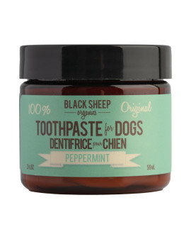 Black Sheep Organics Peppermint Natural Dog Toothpaste-Simple Ingredient with Human-Grade Coconut Oil for Dogs-Fresh Dog Bad Breath and Keep Teeth Clean, Plaque Control and Reduce Tartar