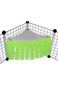 Corner Fleece Forest Hideout for Guinea Pigs, Ferrets, Chinchillas, Hedgehogs, Dwarf Rabbits and Other Small Pets - Accessories and Toys (Green/Gray)