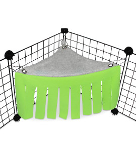 Corner Fleece Forest Hideout for Guinea Pigs, Ferrets, Chinchillas, Hedgehogs, Dwarf Rabbits and Other Small Pets - Accessories and Toys (Green/Gray)